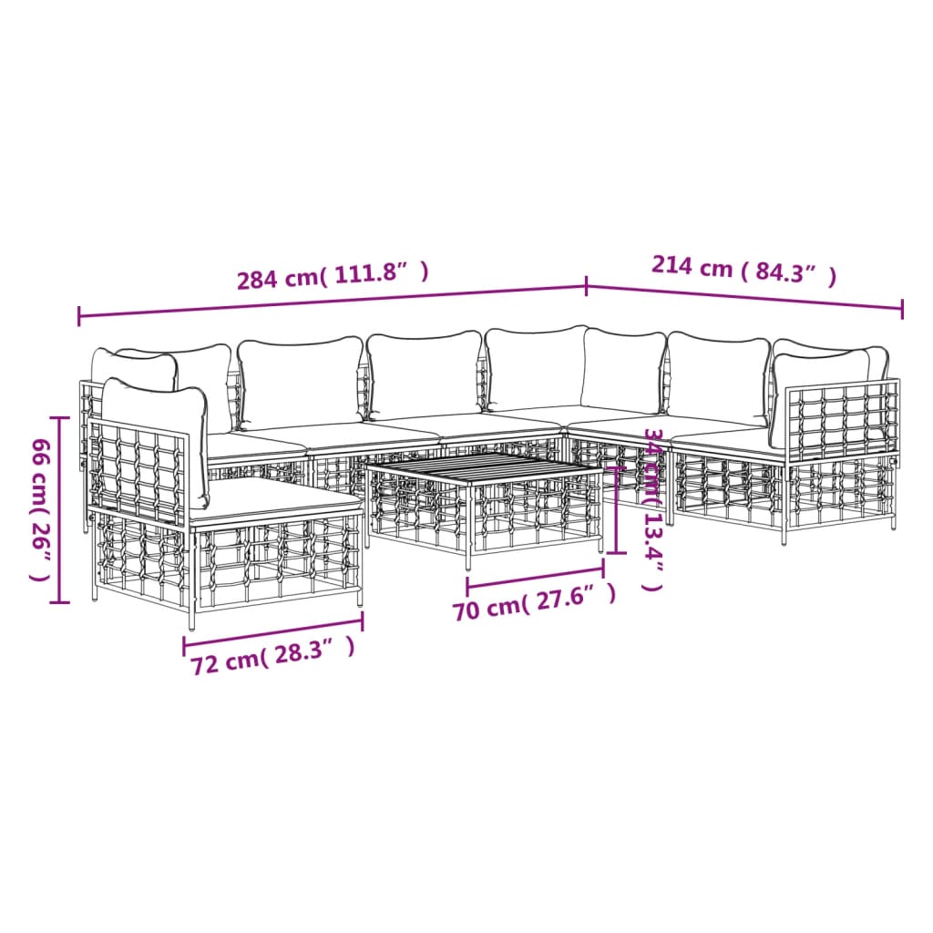 8-delige Loungeset met kussens poly rattan antracietkleurig is nu te koop bij PeponiXL, paradijselijk wonen!