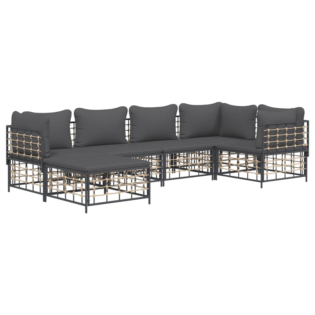 6-delige Loungeset met kussens poly rattan antracietkleurig is nu te koop bij PeponiXL, paradijselijk wonen!