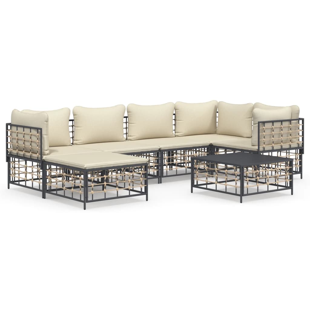 7-delige Loungeset met kussens poly rattan antracietkleurig is nu te koop bij PeponiXL, paradijselijk wonen!