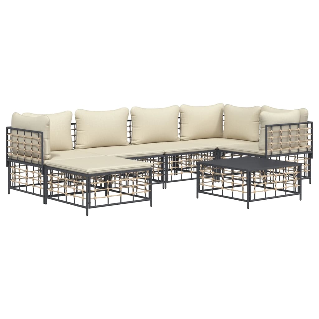 7-delige Loungeset met kussens poly rattan antracietkleurig is nu te koop bij PeponiXL, paradijselijk wonen!