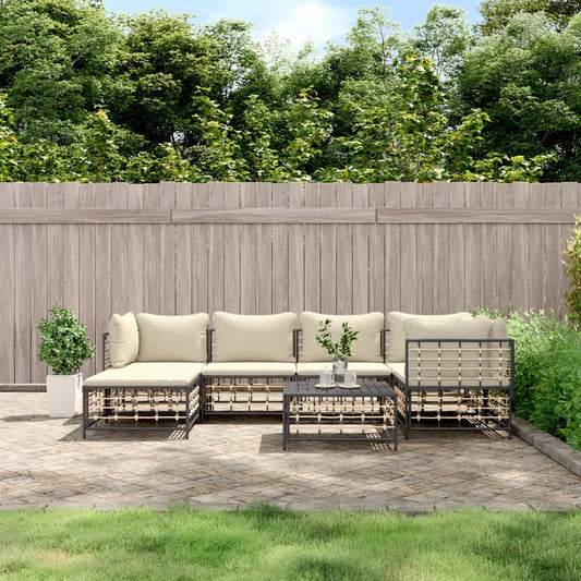 7-delige Loungeset met kussens poly rattan antracietkleurig is nu te koop bij PeponiXL, paradijselijk wonen!
