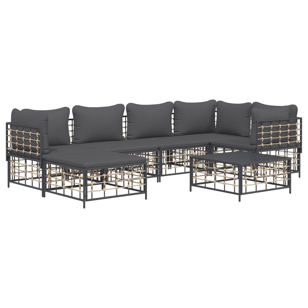 7-delige Loungeset met kussens poly rattan antracietkleurig is nu te koop bij PeponiXL, paradijselijk wonen!