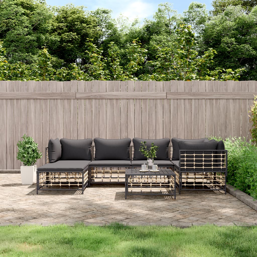 7-delige Loungeset met kussens poly rattan antracietkleurig is nu te koop bij PeponiXL, paradijselijk wonen!