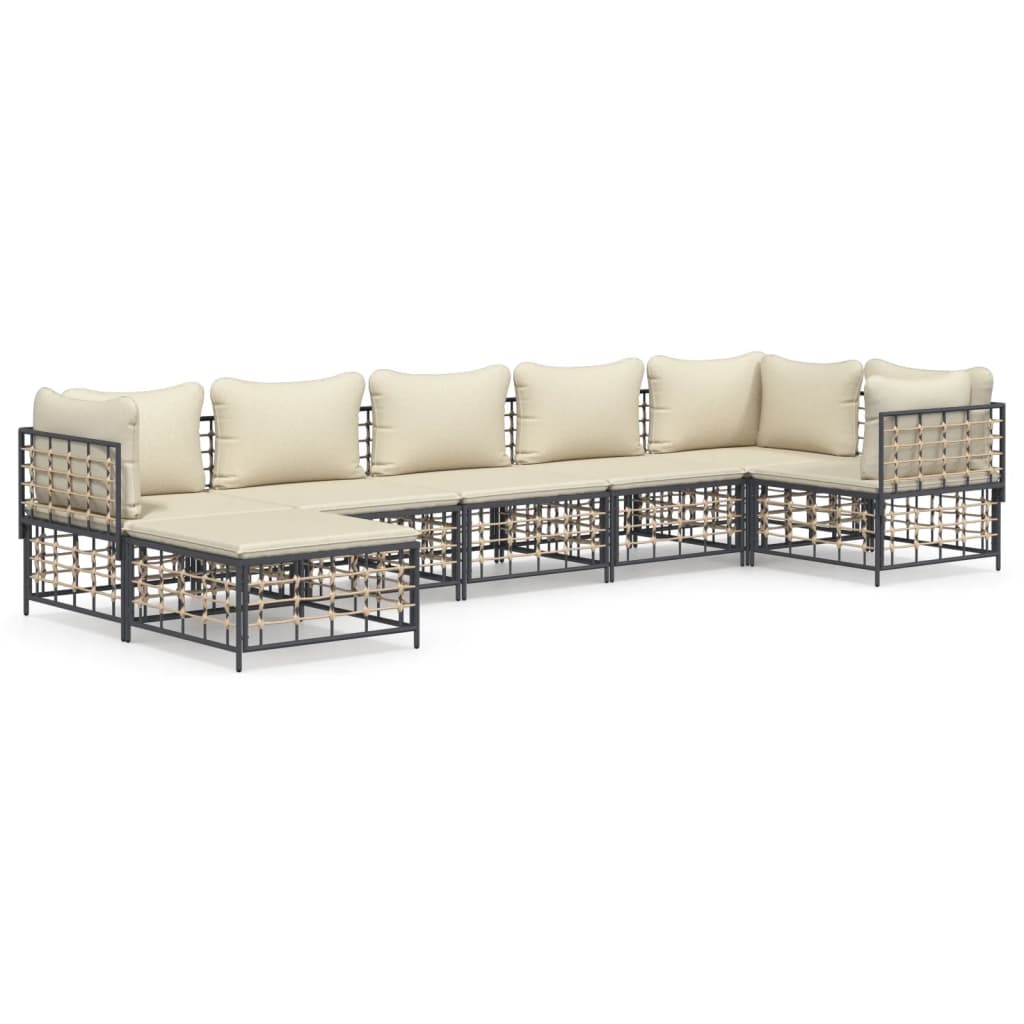 7-delige Loungeset met kussens poly rattan antracietkleurig is nu te koop bij PeponiXL, paradijselijk wonen!