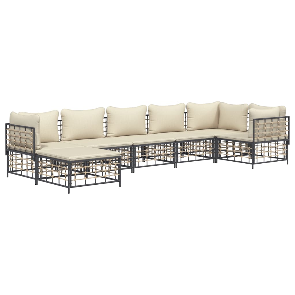 7-delige Loungeset met kussens poly rattan antracietkleurig is nu te koop bij PeponiXL, paradijselijk wonen!