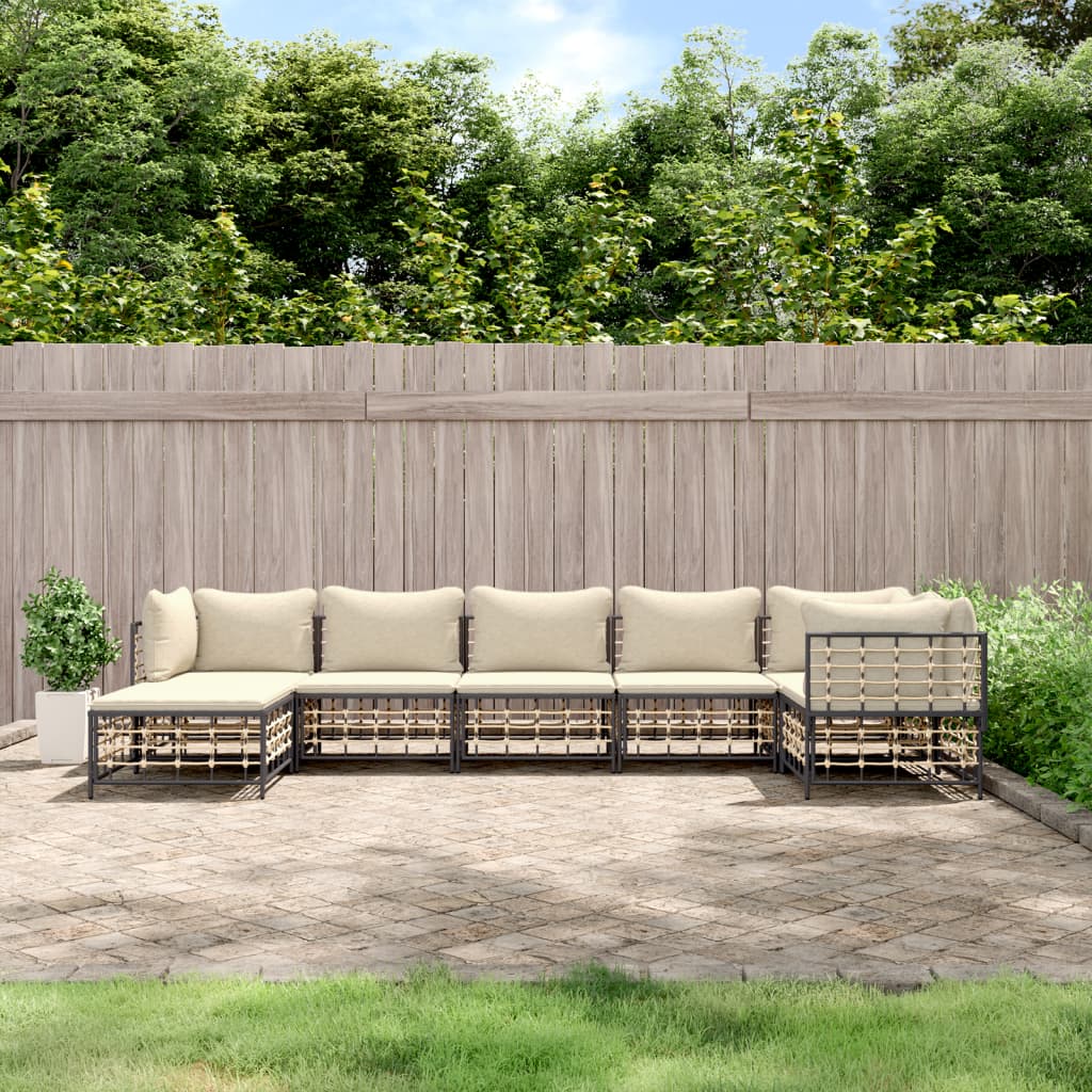 7-delige Loungeset met kussens poly rattan antracietkleurig is nu te koop bij PeponiXL, paradijselijk wonen!