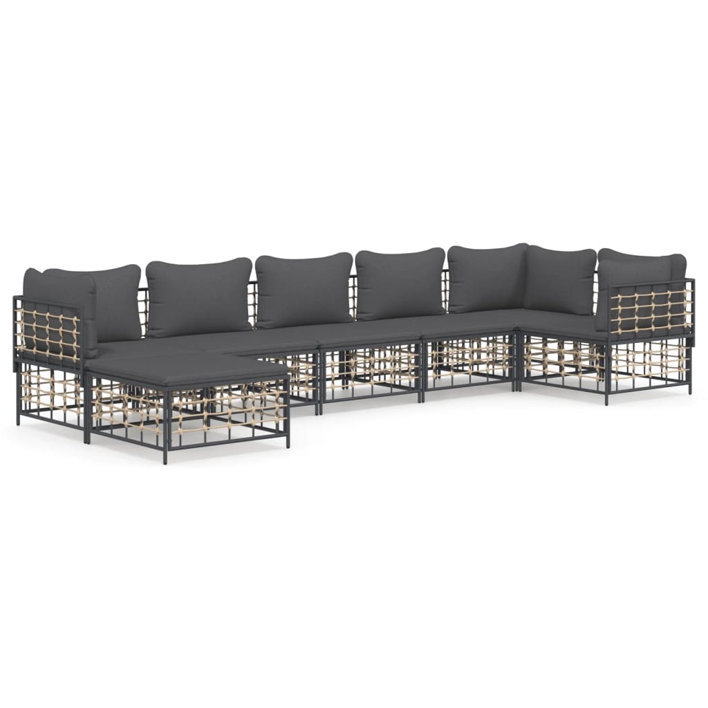 7-delige Loungeset met kussens poly rattan antracietkleurig is nu te koop bij PeponiXL, paradijselijk wonen!