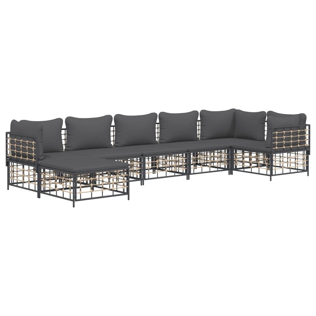 7-delige Loungeset met kussens poly rattan antracietkleurig is nu te koop bij PeponiXL, paradijselijk wonen!