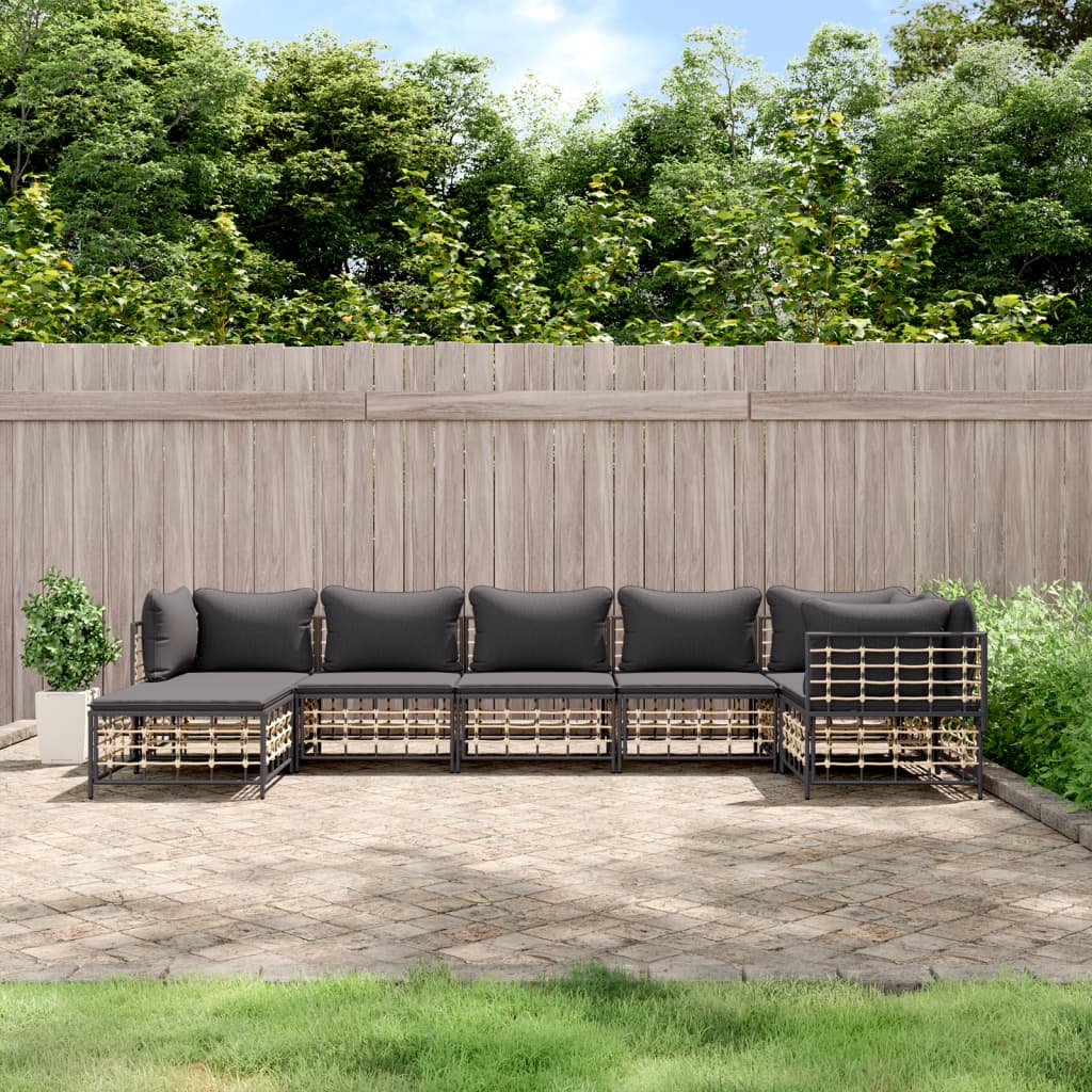 7-delige Loungeset met kussens poly rattan antracietkleurig is nu te koop bij PeponiXL, paradijselijk wonen!
