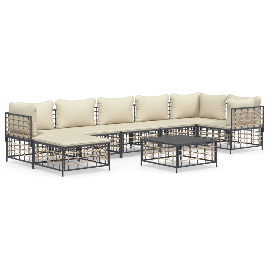 8-delige Loungeset met kussens poly rattan antracietkleurig is nu te koop bij PeponiXL, paradijselijk wonen!