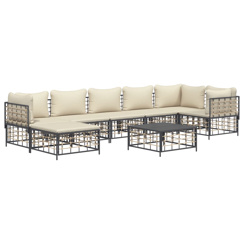 8-delige Loungeset met kussens poly rattan antracietkleurig is nu te koop bij PeponiXL, paradijselijk wonen!