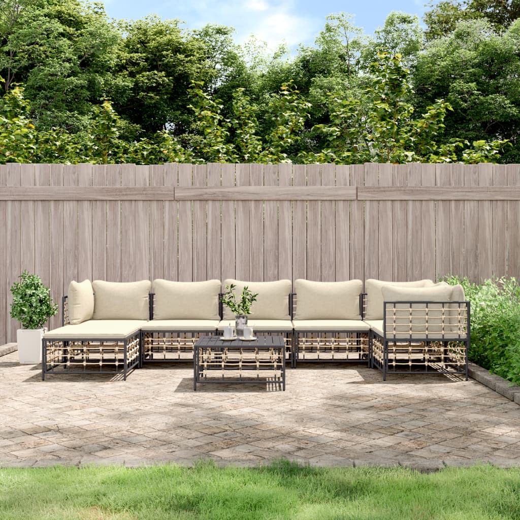 8-delige Loungeset met kussens poly rattan antracietkleurig is nu te koop bij PeponiXL, paradijselijk wonen!