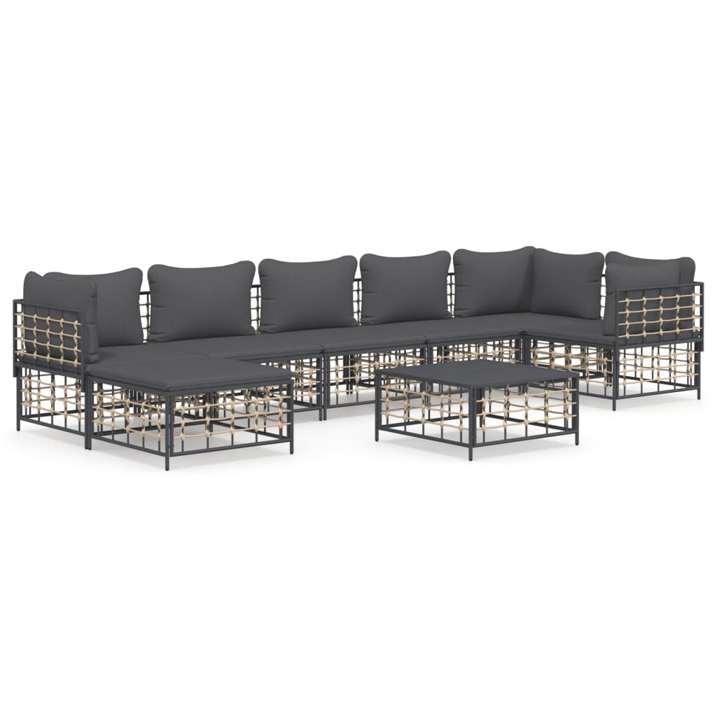 8-delige Loungeset met kussens poly rattan antracietkleurig is nu te koop bij PeponiXL, paradijselijk wonen!
