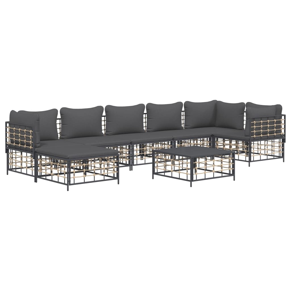 8-delige Loungeset met kussens poly rattan antracietkleurig is nu te koop bij PeponiXL, paradijselijk wonen!