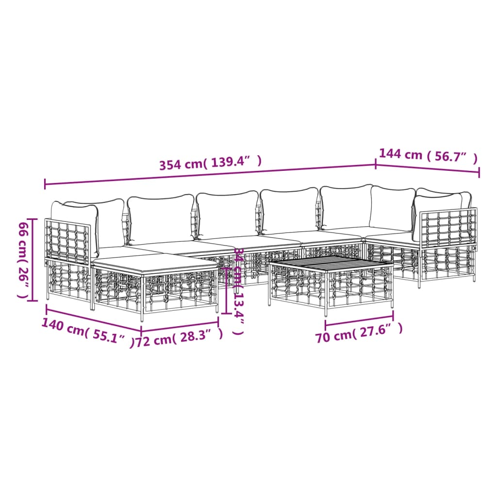 8-delige Loungeset met kussens poly rattan antracietkleurig is nu te koop bij PeponiXL, paradijselijk wonen!