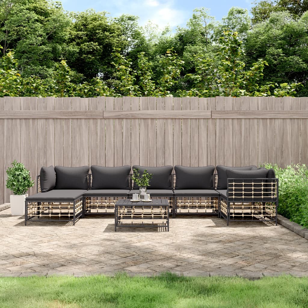 8-delige Loungeset met kussens poly rattan antracietkleurig is nu te koop bij PeponiXL, paradijselijk wonen!