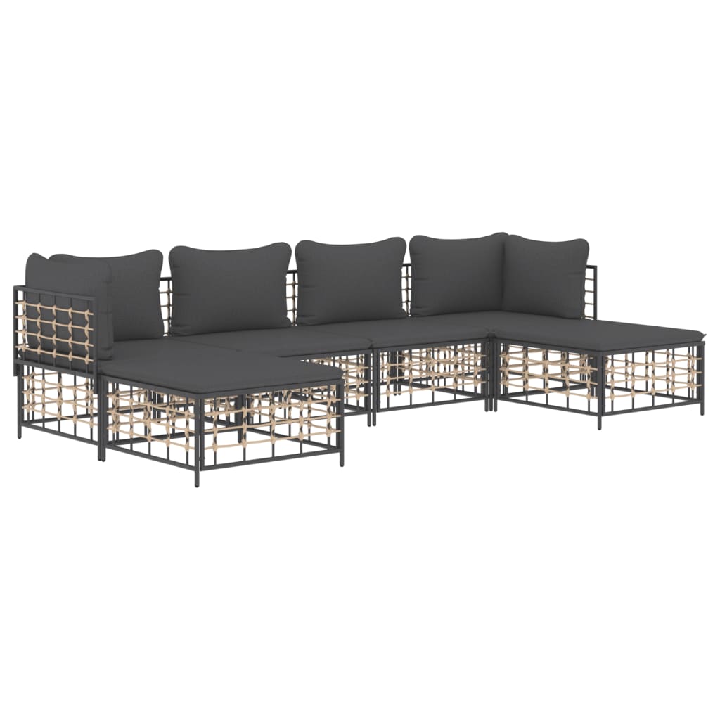 6-delige Loungeset met kussens poly rattan antracietkleurig is nu te koop bij PeponiXL, paradijselijk wonen!