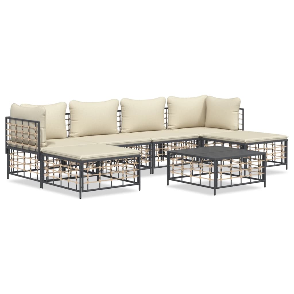 7-delige Loungeset met kussens poly rattan antracietkleurig is nu te koop bij PeponiXL, paradijselijk wonen!