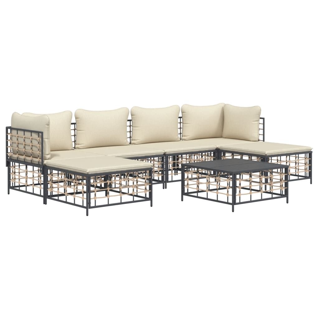 7-delige Loungeset met kussens poly rattan antracietkleurig is nu te koop bij PeponiXL, paradijselijk wonen!