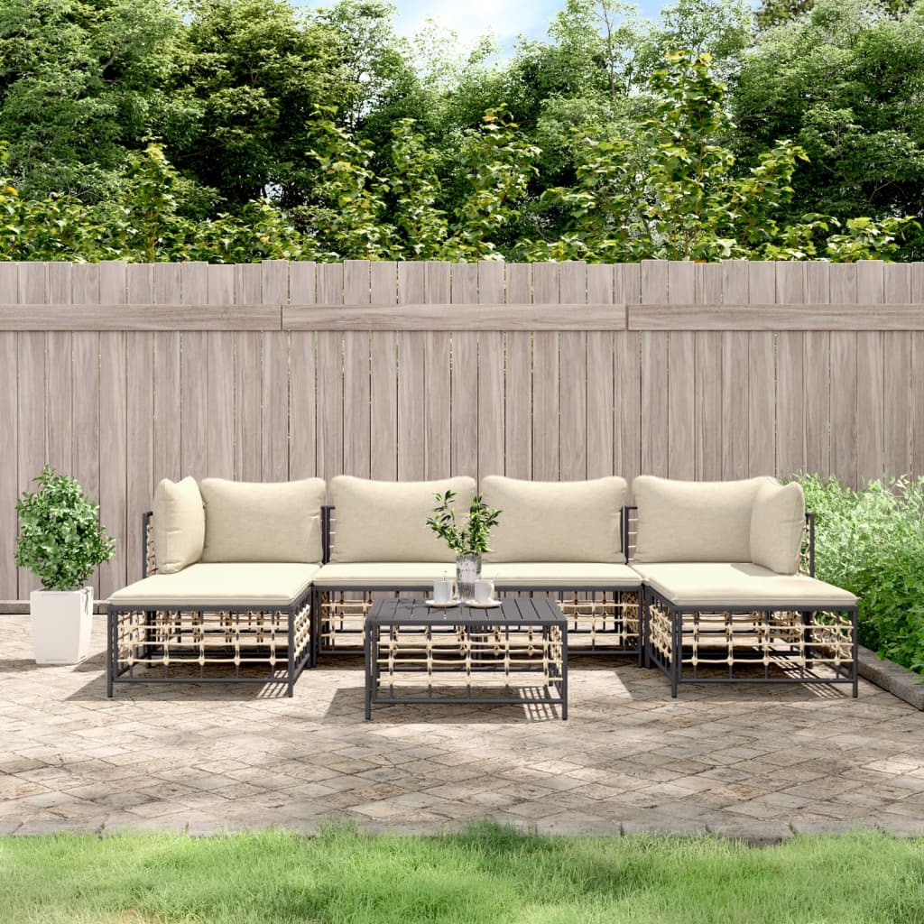 7-delige Loungeset met kussens poly rattan antracietkleurig is nu te koop bij PeponiXL, paradijselijk wonen!