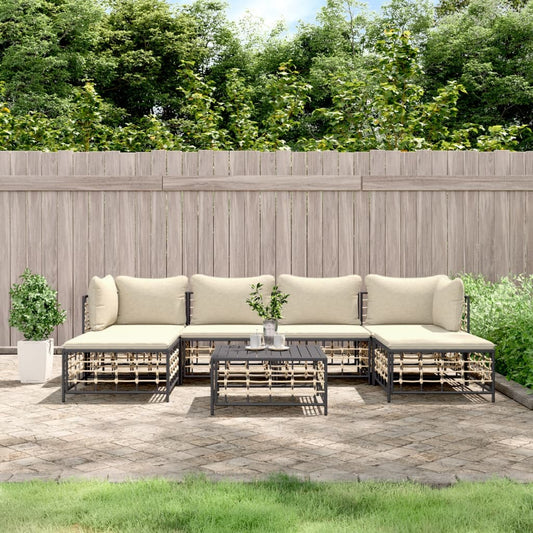7-delige Loungeset met kussens poly rattan antracietkleurig is nu te koop bij PeponiXL, paradijselijk wonen!