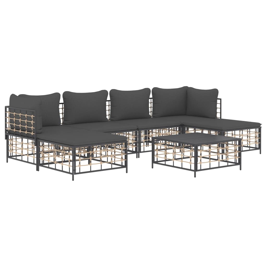 7-delige Loungeset met kussens poly rattan antracietkleurig is nu te koop bij PeponiXL, paradijselijk wonen!