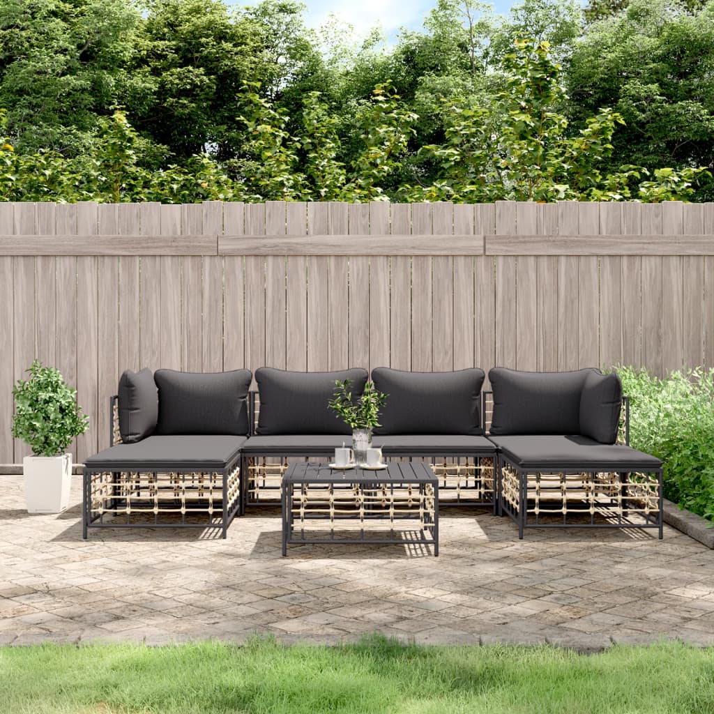 7-delige Loungeset met kussens poly rattan antracietkleurig is nu te koop bij PeponiXL, paradijselijk wonen!
