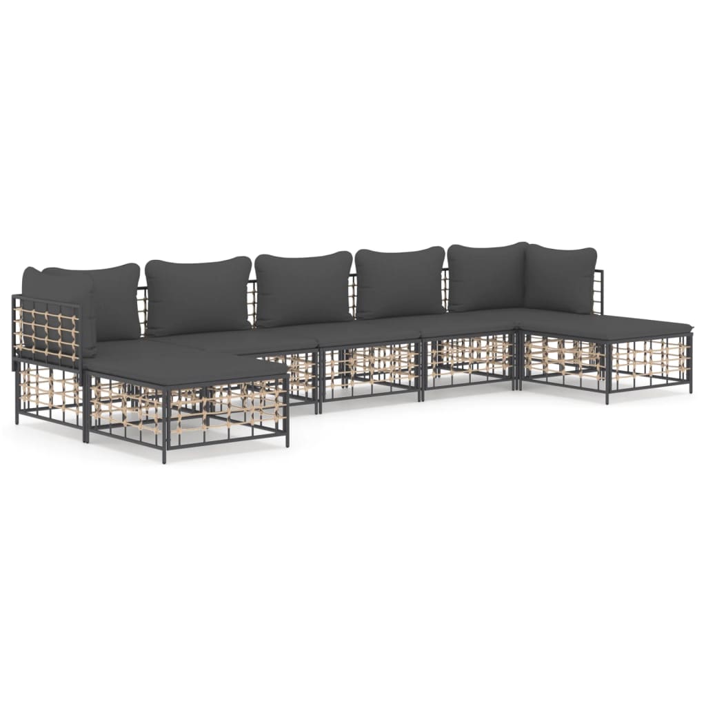 7-delige Loungeset met kussens poly rattan antracietkleurig is nu te koop bij PeponiXL, paradijselijk wonen!