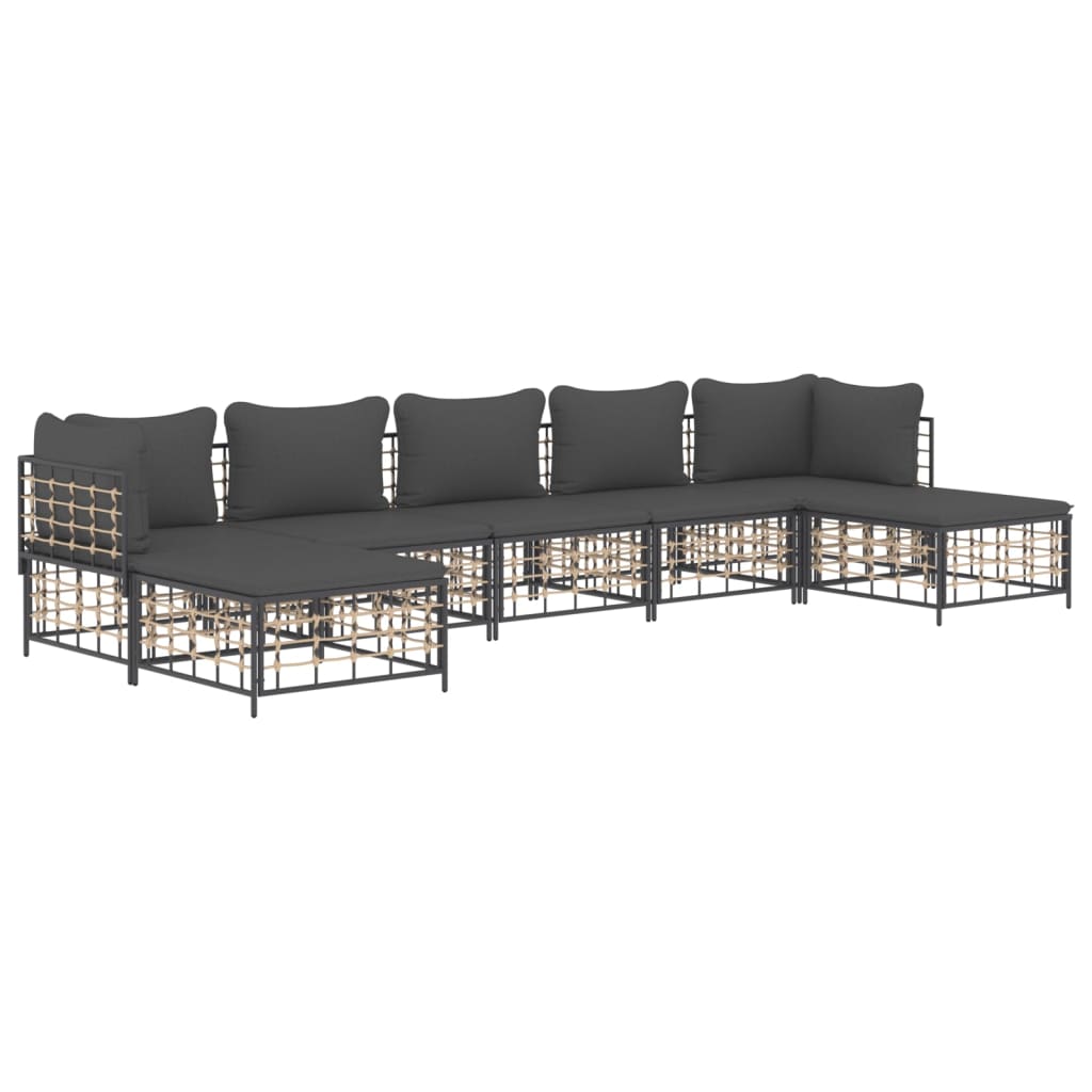 7-delige Loungeset met kussens poly rattan antracietkleurig is nu te koop bij PeponiXL, paradijselijk wonen!