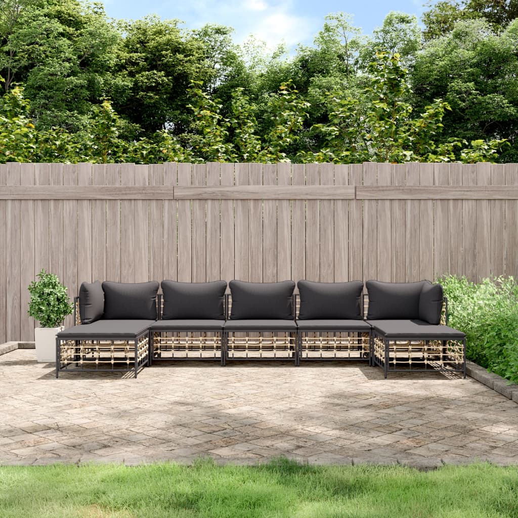 7-delige Loungeset met kussens poly rattan antracietkleurig is nu te koop bij PeponiXL, paradijselijk wonen!