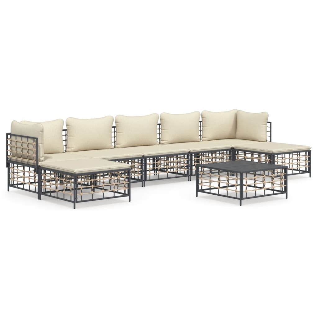 8-delige Loungeset met kussens poly rattan antracietkleurig is nu te koop bij PeponiXL, paradijselijk wonen!