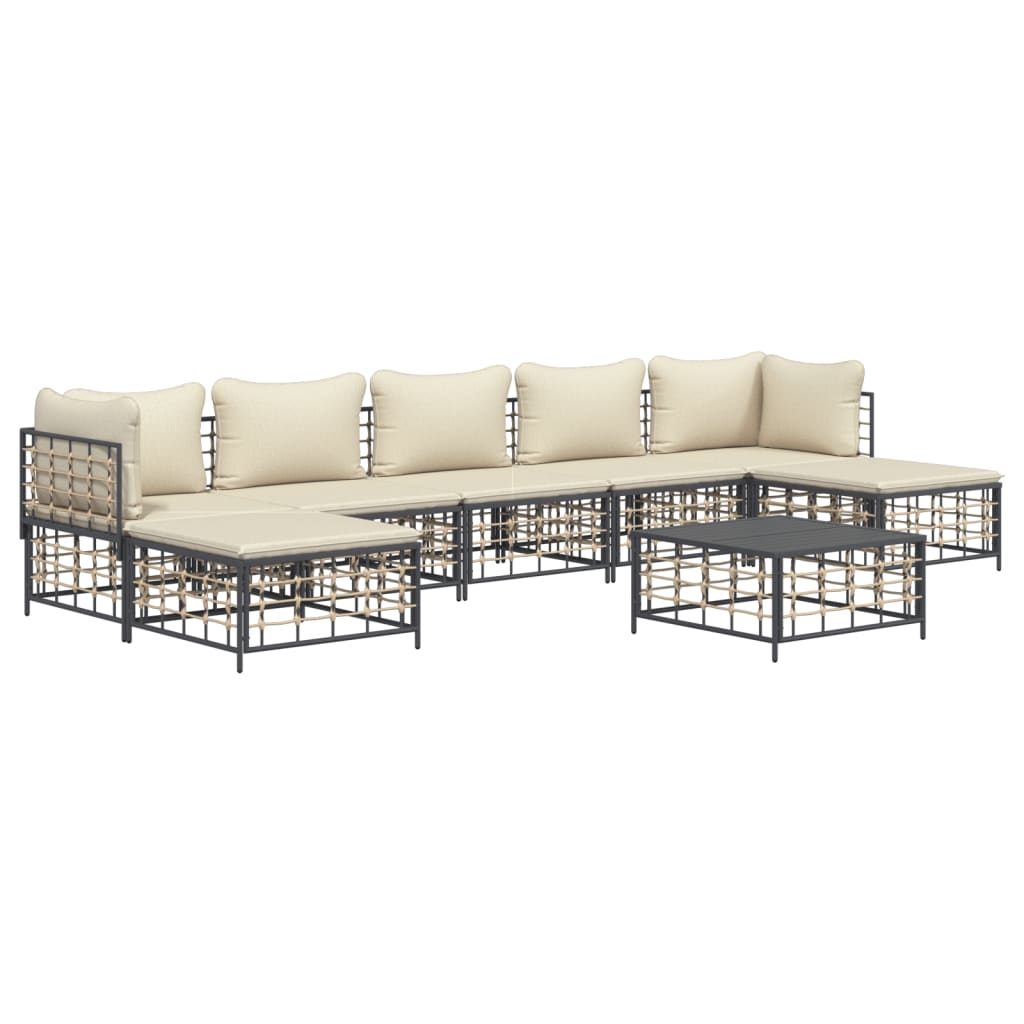 8-delige Loungeset met kussens poly rattan antracietkleurig is nu te koop bij PeponiXL, paradijselijk wonen!