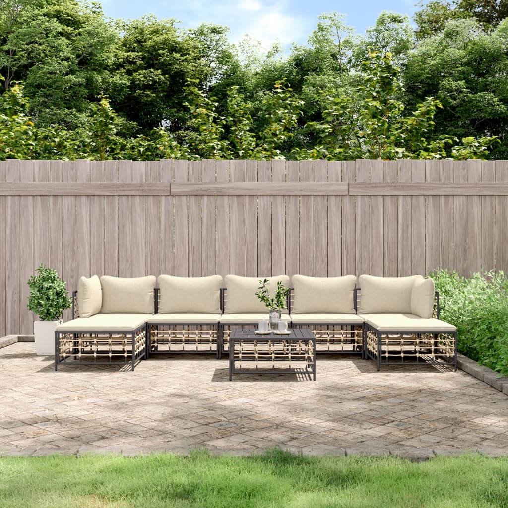 8-delige Loungeset met kussens poly rattan antracietkleurig is nu te koop bij PeponiXL, paradijselijk wonen!
