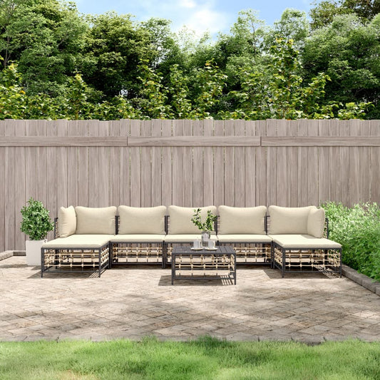 8-delige Loungeset met kussens poly rattan antracietkleurig is nu te koop bij PeponiXL, paradijselijk wonen!