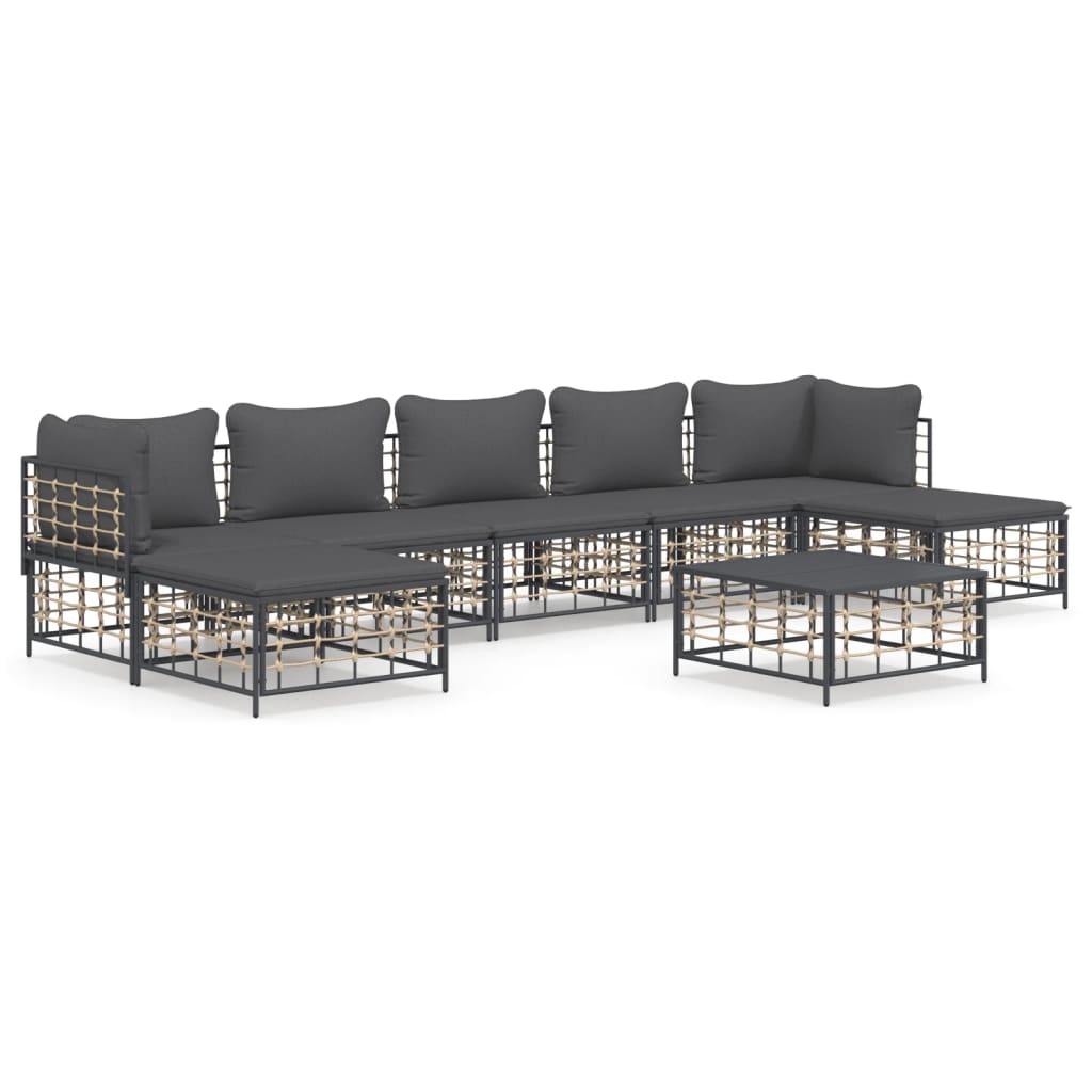 8-delige Loungeset met kussens poly rattan antracietkleurig is nu te koop bij PeponiXL, paradijselijk wonen!