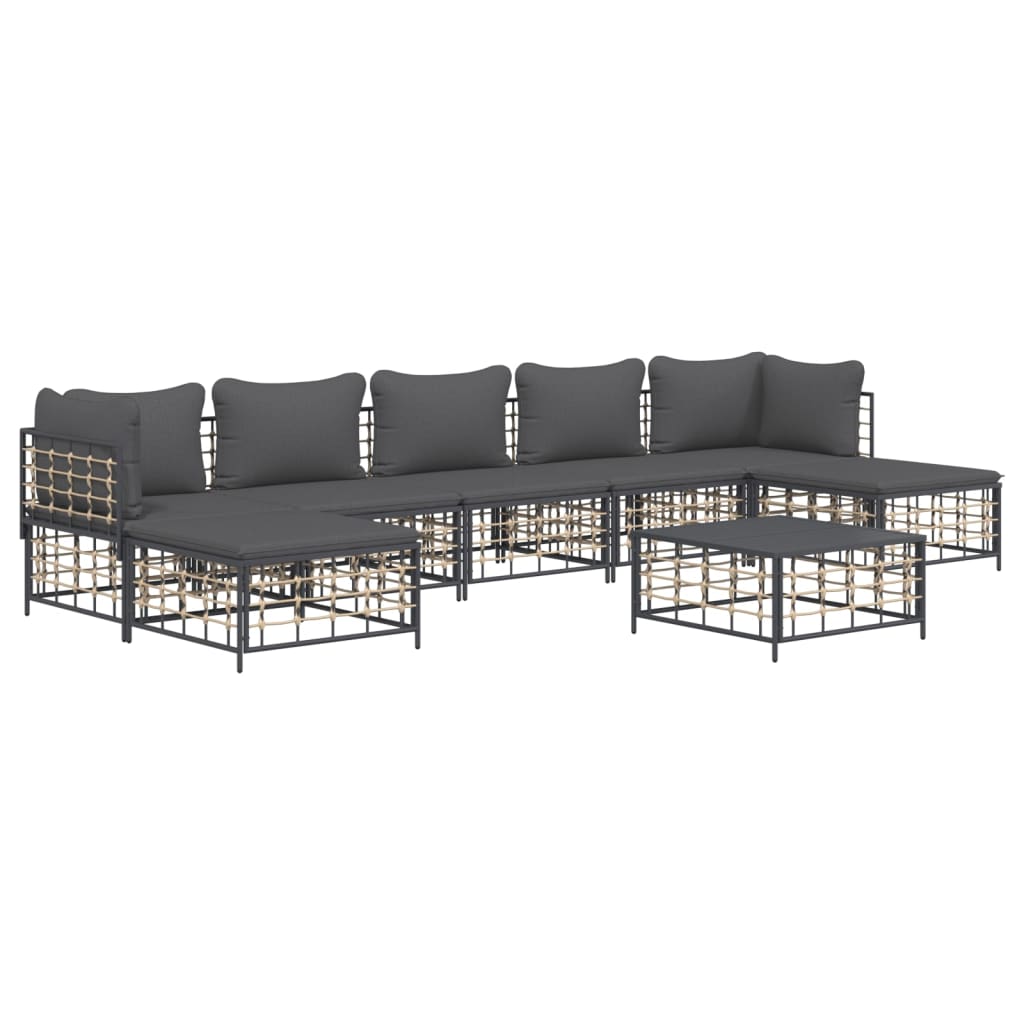 8-delige Loungeset met kussens poly rattan antracietkleurig is nu te koop bij PeponiXL, paradijselijk wonen!