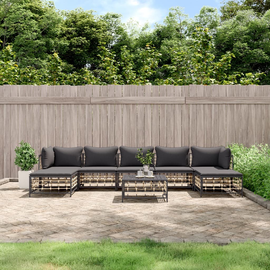 8-delige Loungeset met kussens poly rattan antracietkleurig is nu te koop bij PeponiXL, paradijselijk wonen!
