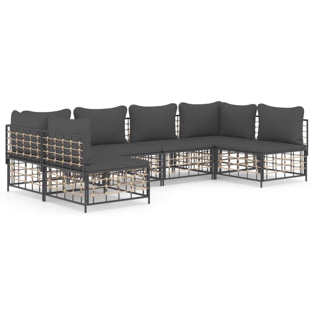 6-delige Loungeset met kussens poly rattan antracietkleurig is nu te koop bij PeponiXL, paradijselijk wonen!