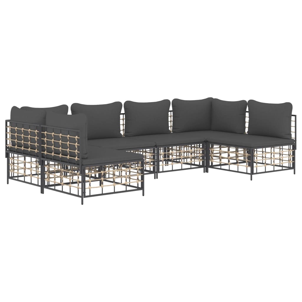 6-delige Loungeset met kussens poly rattan antracietkleurig is nu te koop bij PeponiXL, paradijselijk wonen!