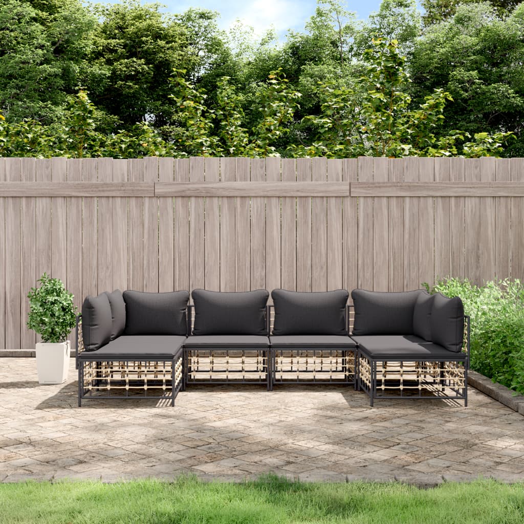 6-delige Loungeset met kussens poly rattan antracietkleurig is nu te koop bij PeponiXL, paradijselijk wonen!