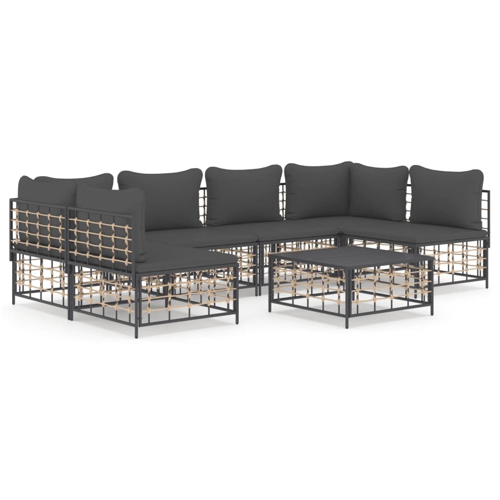 7-delige Loungeset met kussens poly rattan antracietkleurig is nu te koop bij PeponiXL, paradijselijk wonen!