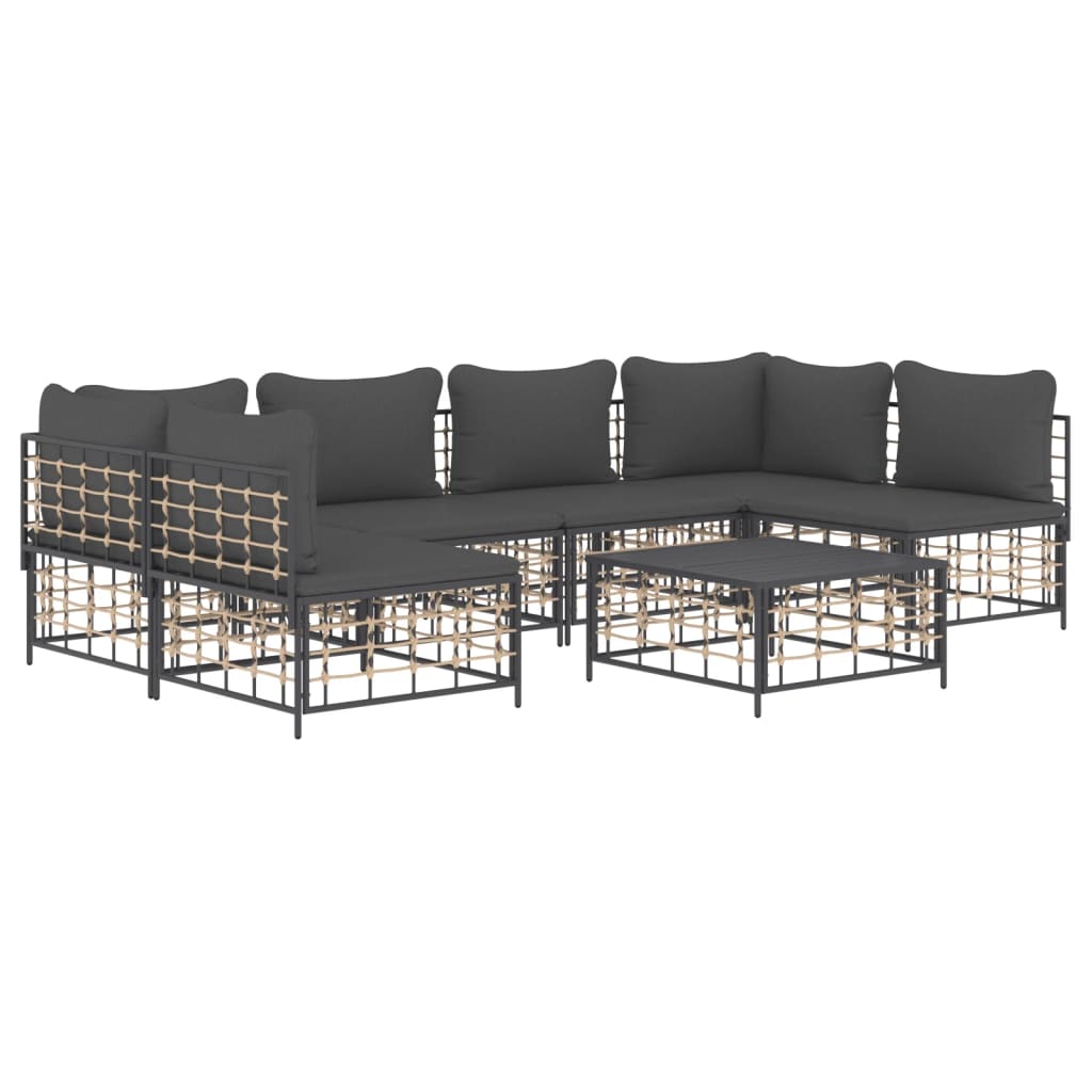 7-delige Loungeset met kussens poly rattan antracietkleurig is nu te koop bij PeponiXL, paradijselijk wonen!