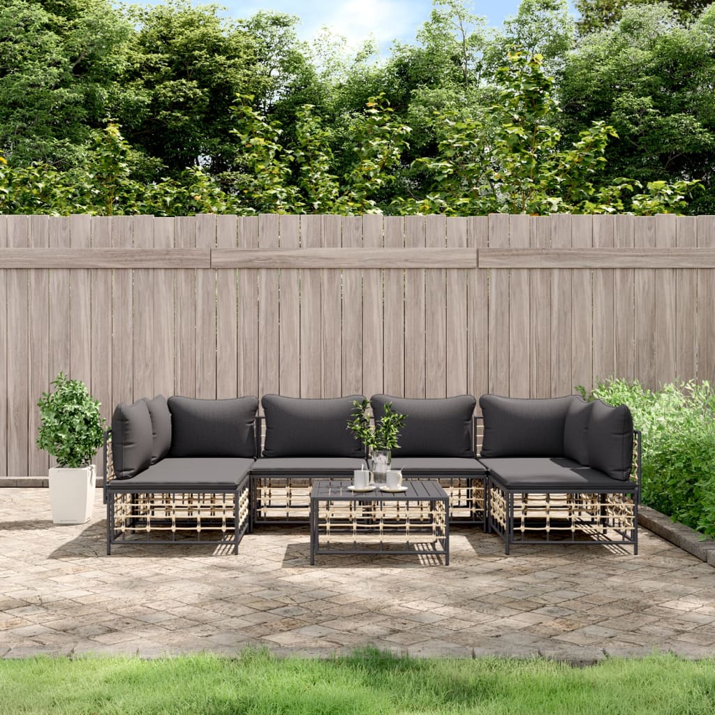7-delige Loungeset met kussens poly rattan antracietkleurig is nu te koop bij PeponiXL, paradijselijk wonen!