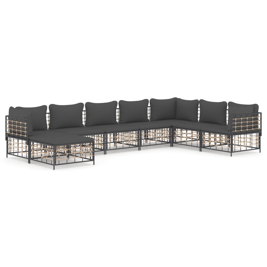 8-delige Loungeset met kussens poly rattan antracietkleurig is nu te koop bij PeponiXL, paradijselijk wonen!