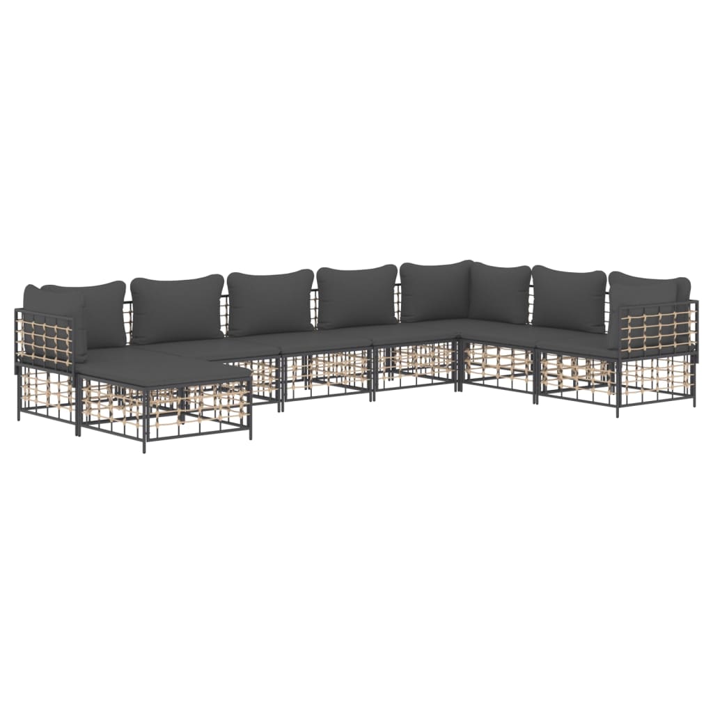 8-delige Loungeset met kussens poly rattan antracietkleurig is nu te koop bij PeponiXL, paradijselijk wonen!