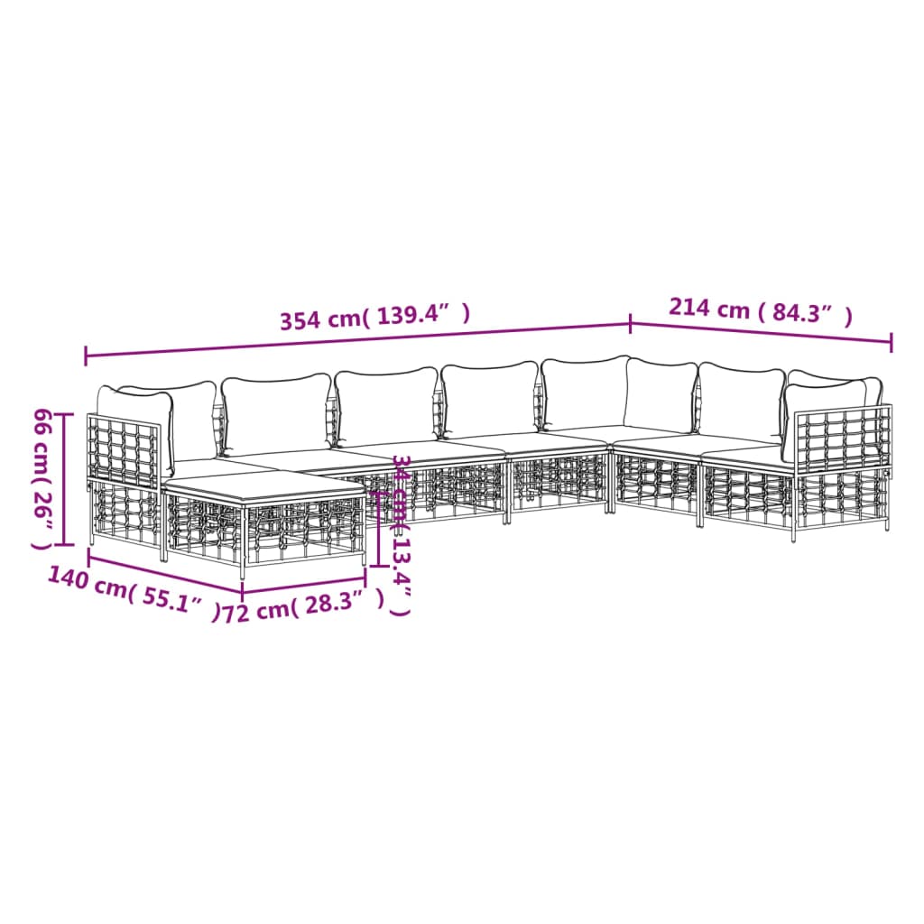 8-delige Loungeset met kussens poly rattan antracietkleurig is nu te koop bij PeponiXL, paradijselijk wonen!