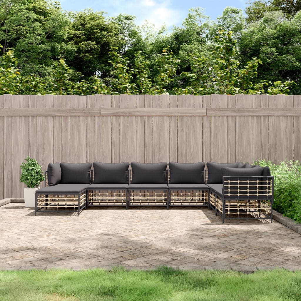8-delige Loungeset met kussens poly rattan antracietkleurig is nu te koop bij PeponiXL, paradijselijk wonen!