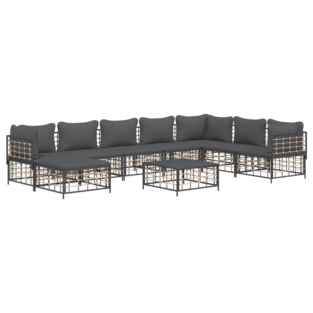 9-delige Loungeset met kussens poly rattan antracietkleurig is nu te koop bij PeponiXL, paradijselijk wonen!