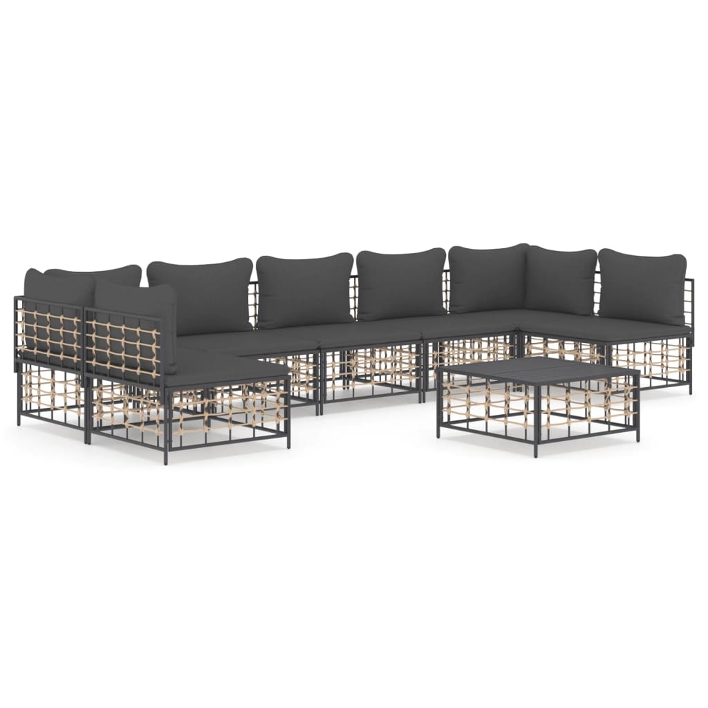 8-delige Loungeset met kussens poly rattan antracietkleurig is nu te koop bij PeponiXL, paradijselijk wonen!