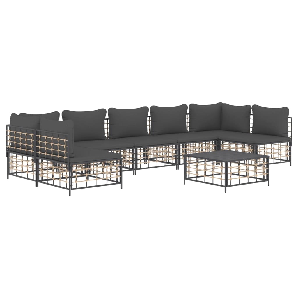 8-delige Loungeset met kussens poly rattan antracietkleurig is nu te koop bij PeponiXL, paradijselijk wonen!